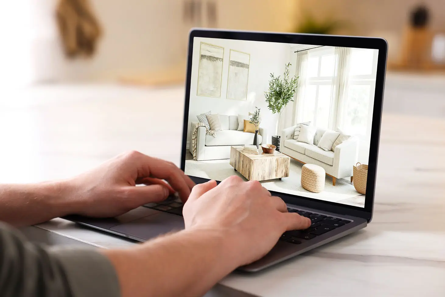 A property listing displayed on a laptop